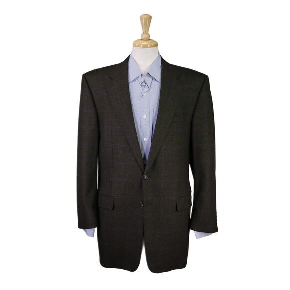 Hickey Freeman Green Purple Windowpane Wool Fleece 2-Btn Sportcoat Blazer 43L - Picture 1 of 8